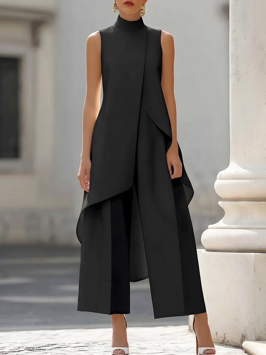 Catalina | Asymmetric Layered Wide-Leg Jumpsuit