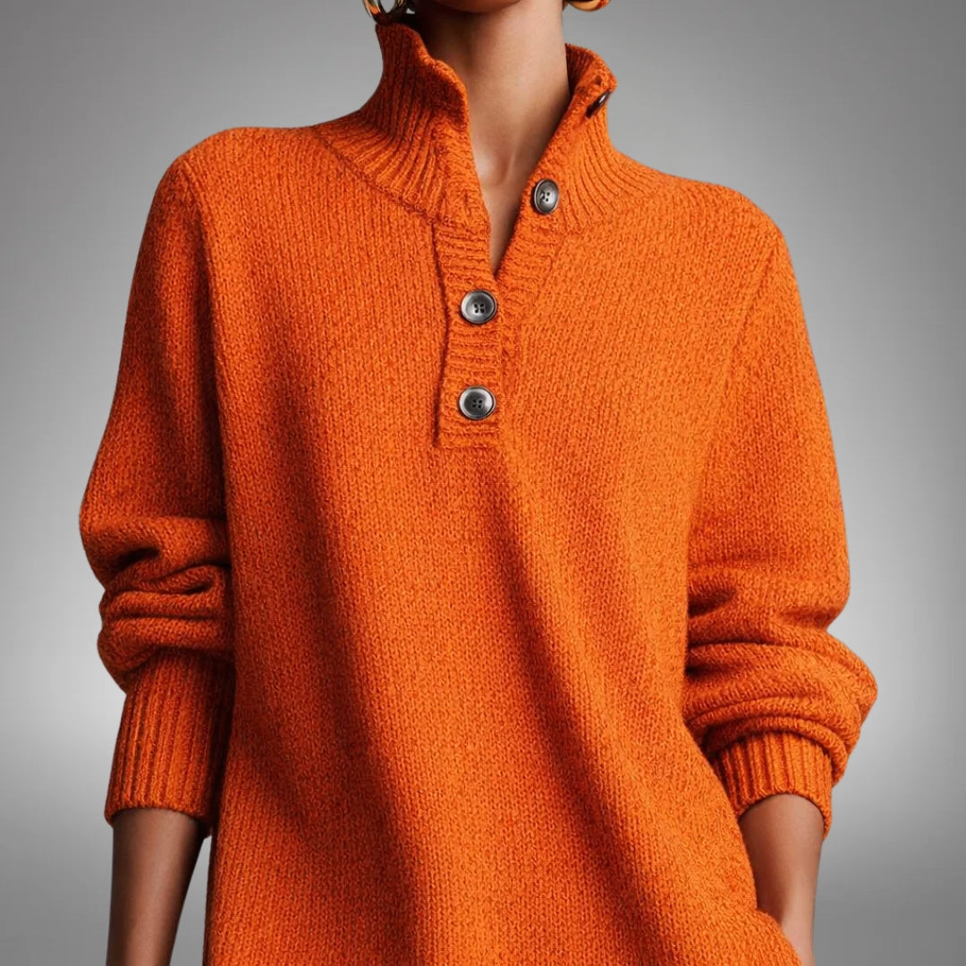 Elyon | High-Neck Buttoned Knit Sweater Dress