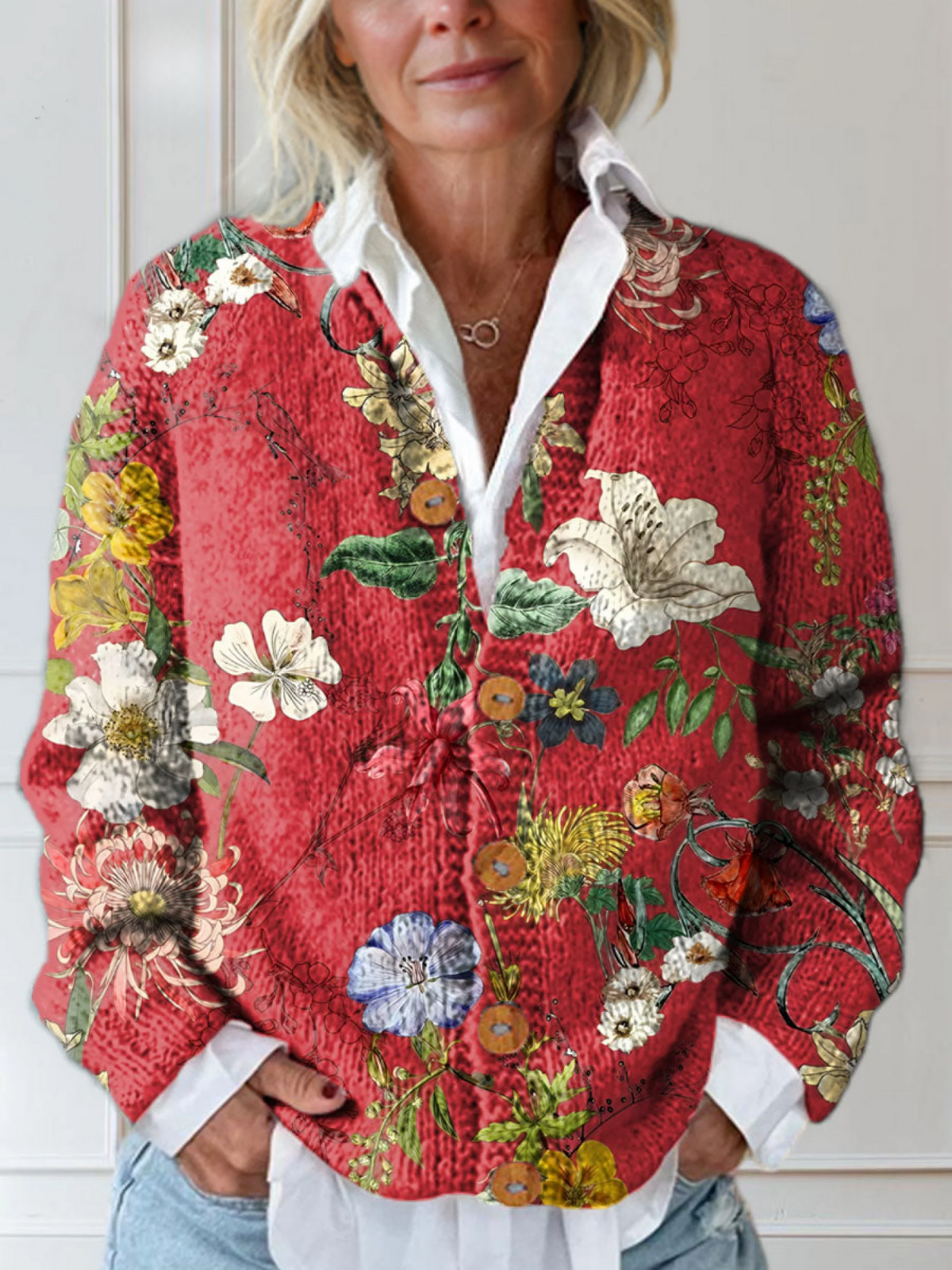Elara | Vintage Floral Print Cardigan