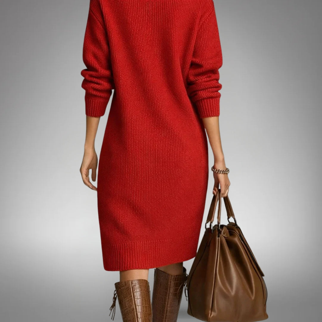 Elyon | High-Neck Buttoned Knit Sweater Dress