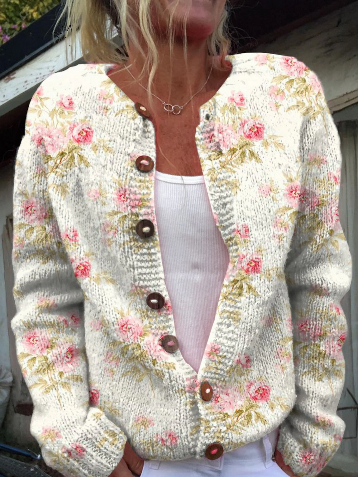 Clara | Vintage Floral Knit Cardigan
