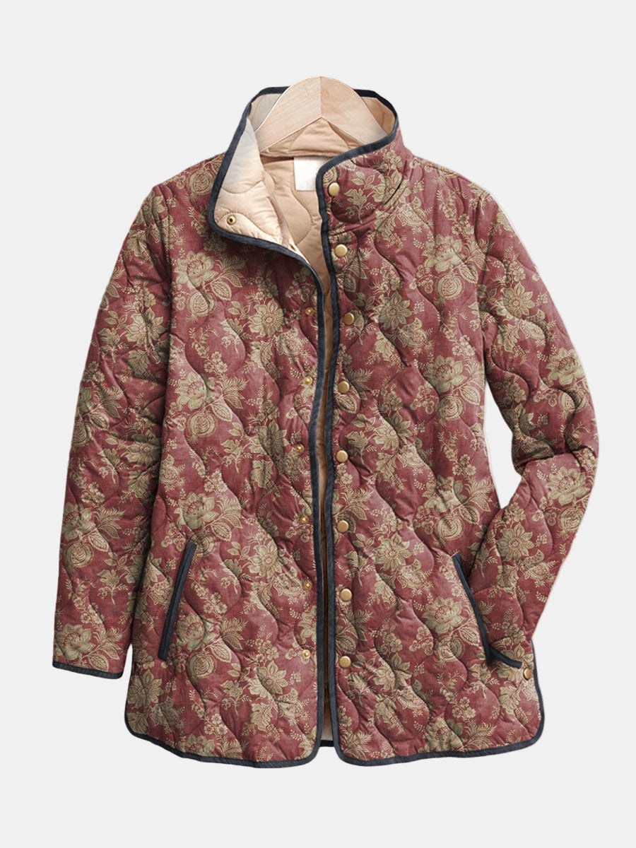 Delilah | Plum Damask Quilted Jacket