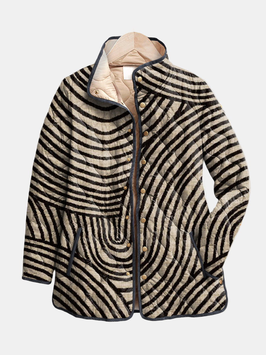 Annabelle | Abstract Wave Quilted Button Jacket