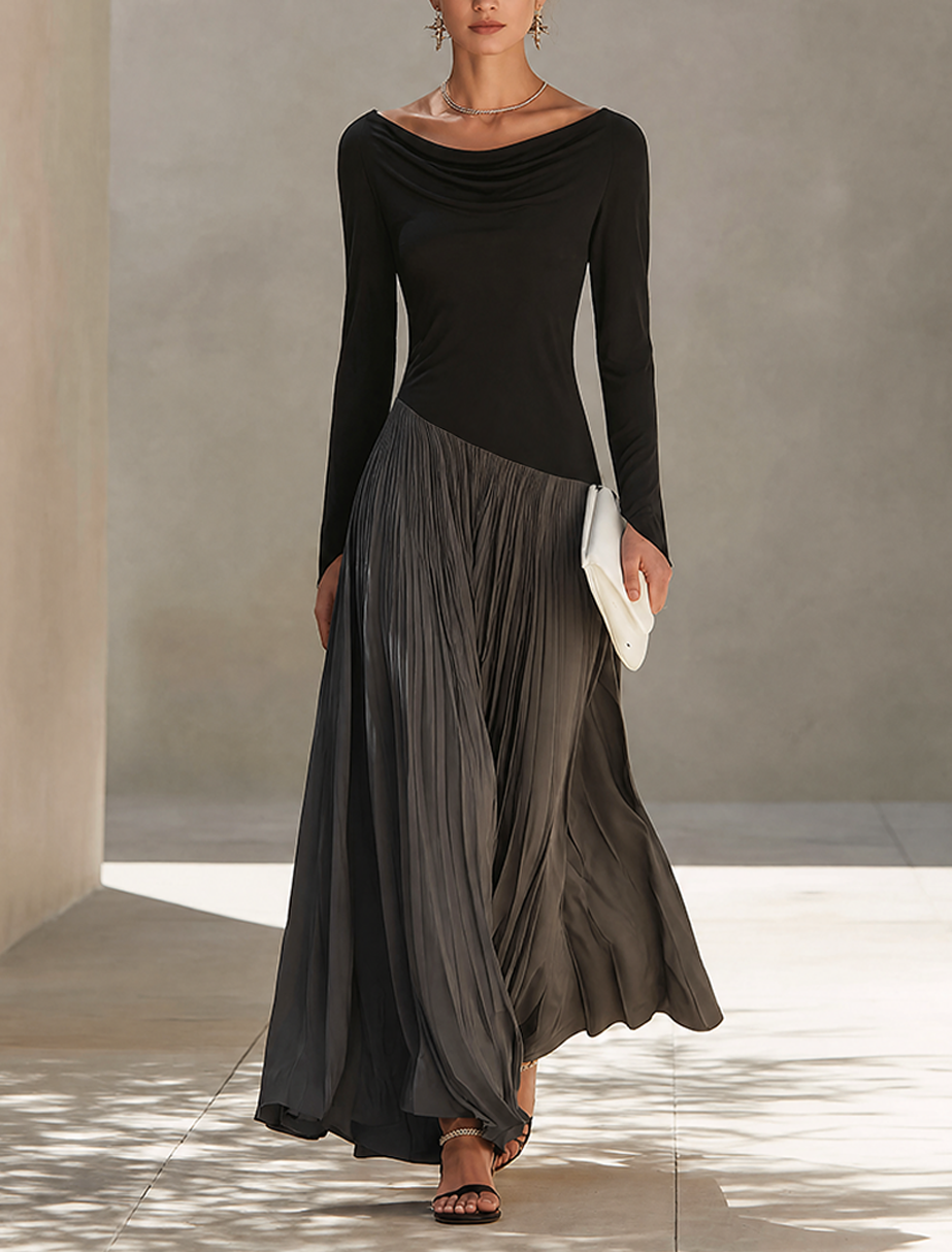 Serena | Draped Pleated Maxi Dress