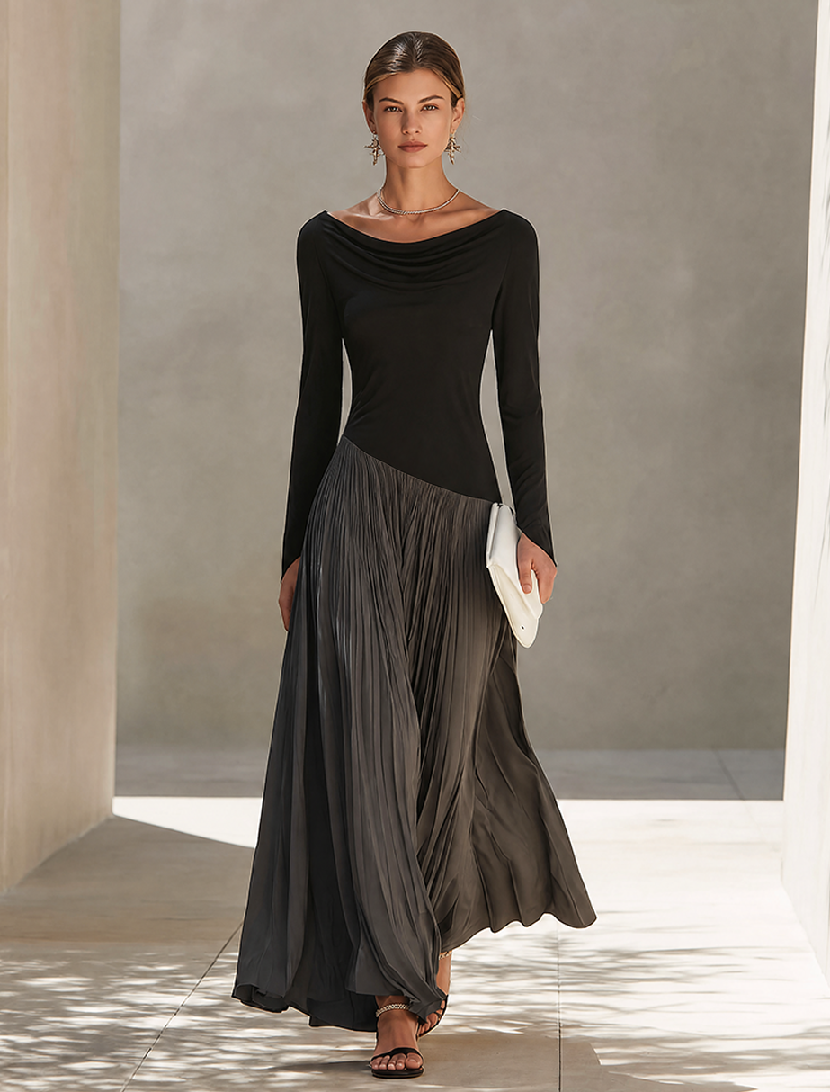 Serena | Draped Pleated Maxi Dress