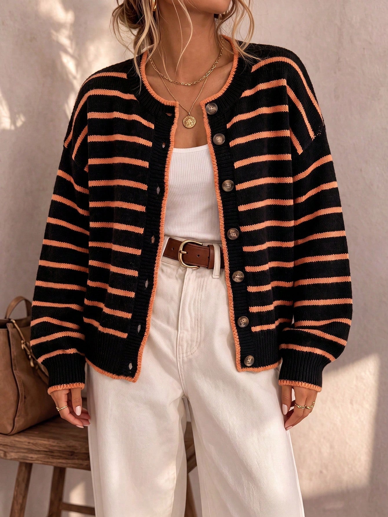 Eliza | Striped Knit Cardigan For Women
