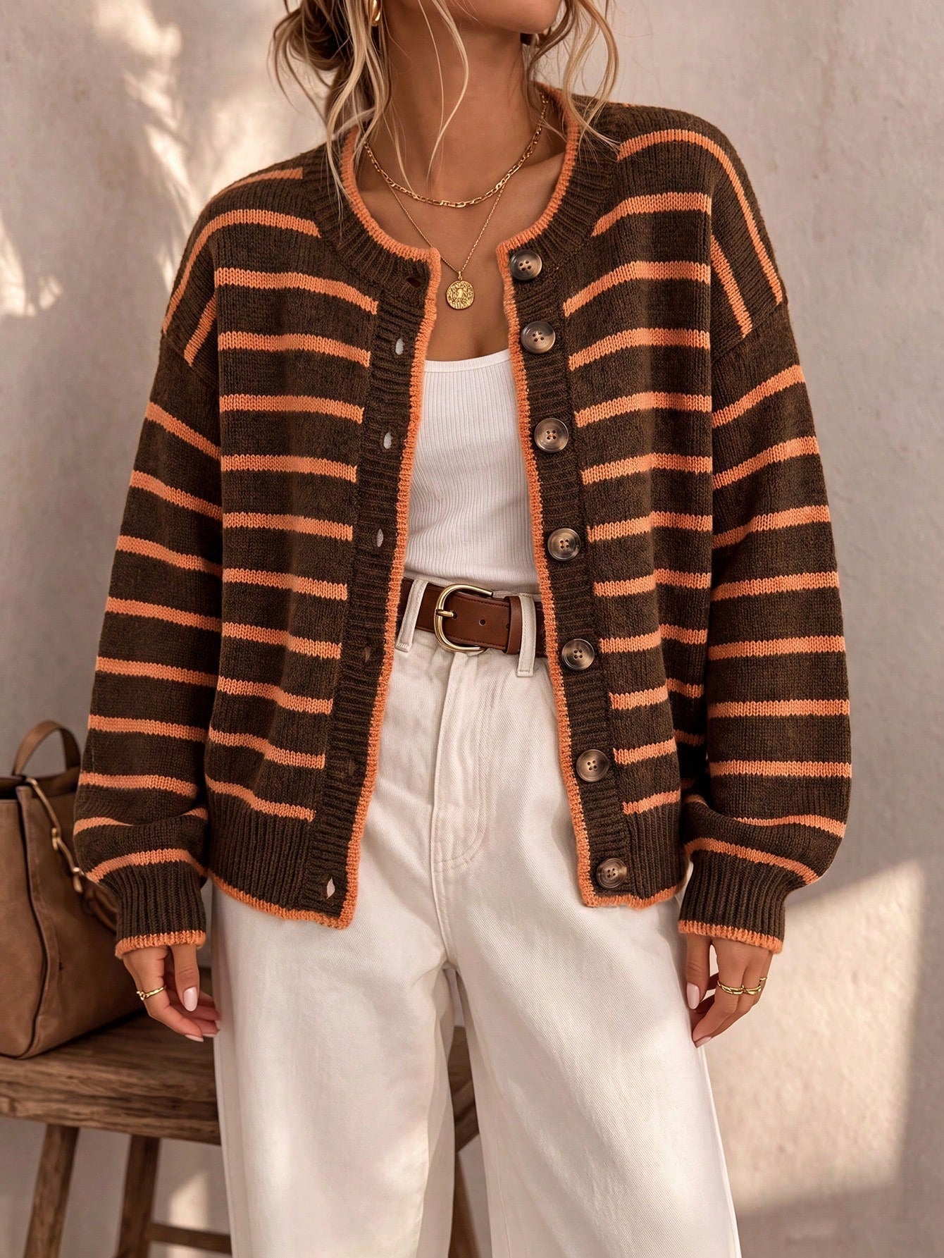 Eliza | Striped Knit Cardigan For Women