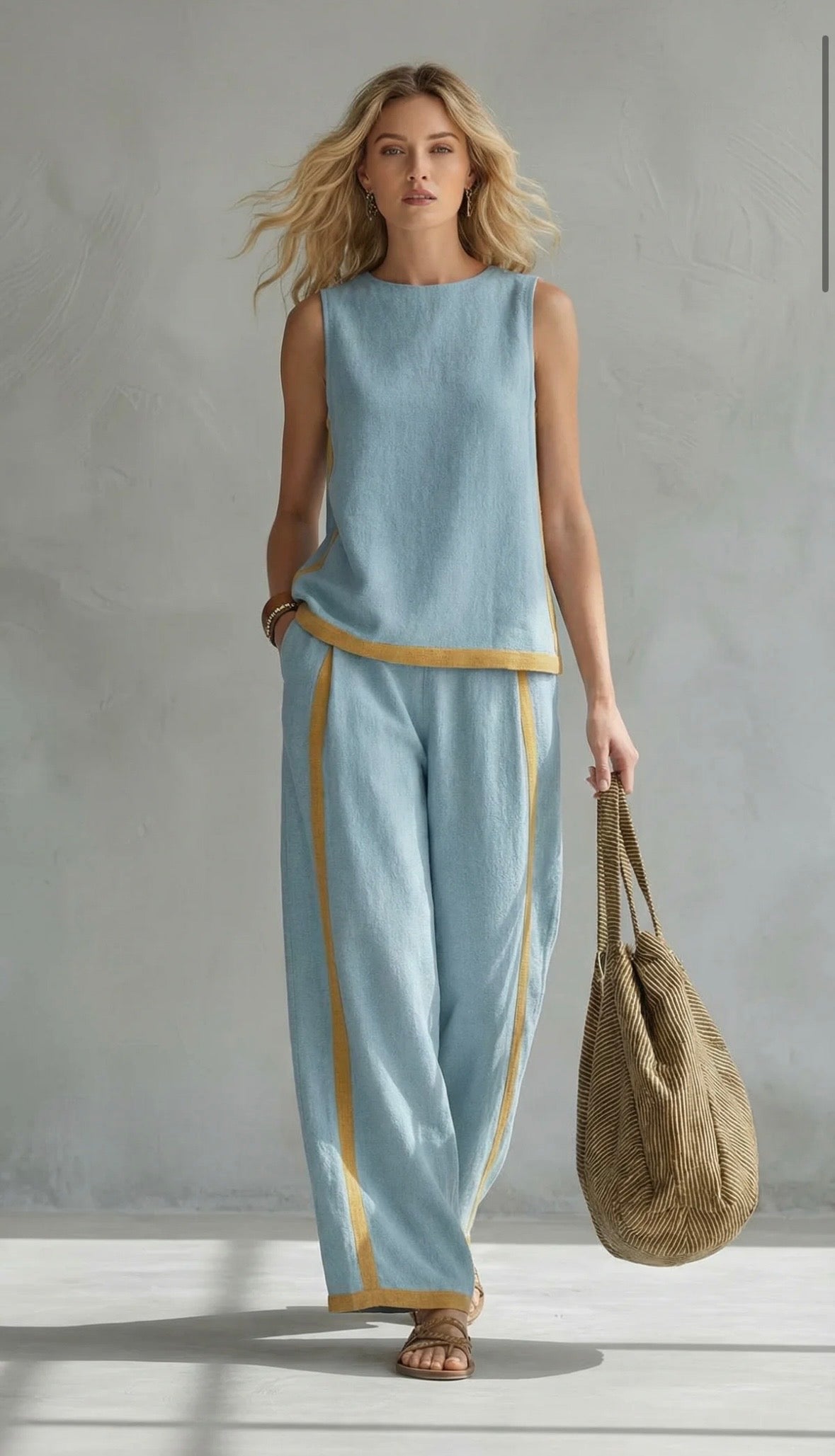 Leila – Two-tone Vest and Pants Set