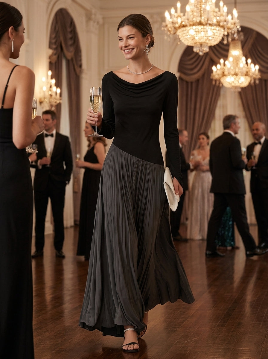 Serena | Draped Pleated Maxi Dress