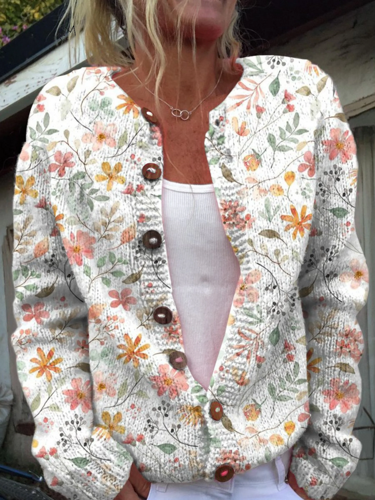 Evie | Vintage Floral Knit Cardigan