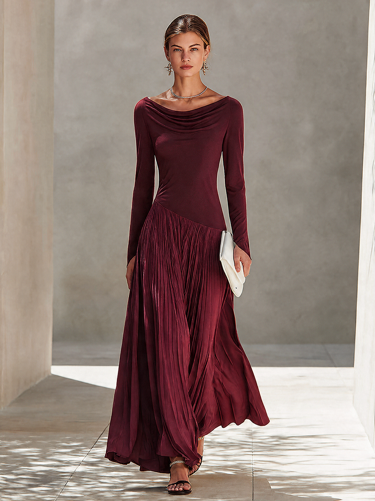 Serena | Draped Pleated Maxi Dress