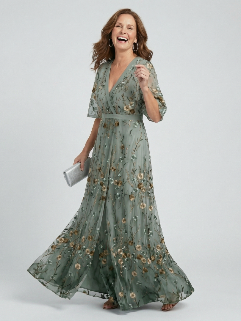 Selora | V-Neck Floral Wrap Maxi Dress