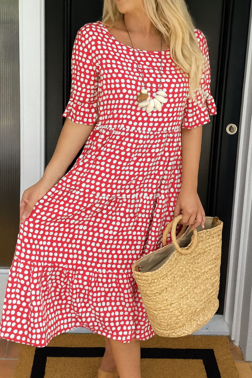 Harriet | Polka Dot Tiered Midi Dress