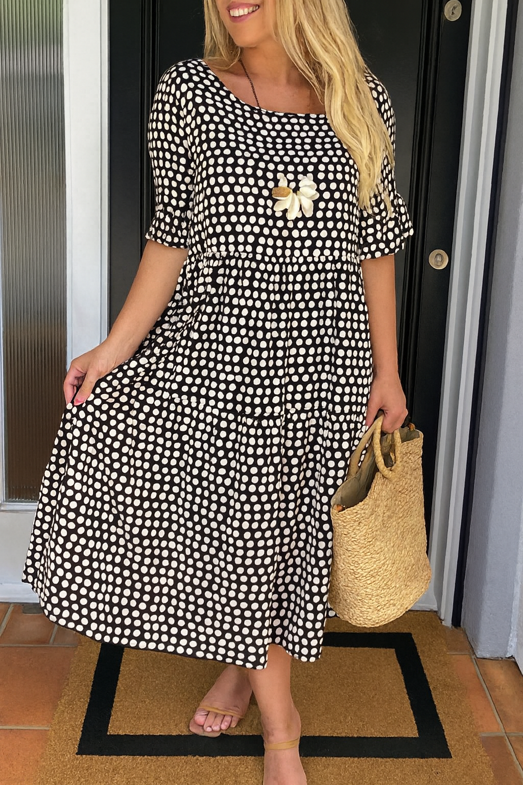Harriet | Polka Dot Tiered Midi Dress