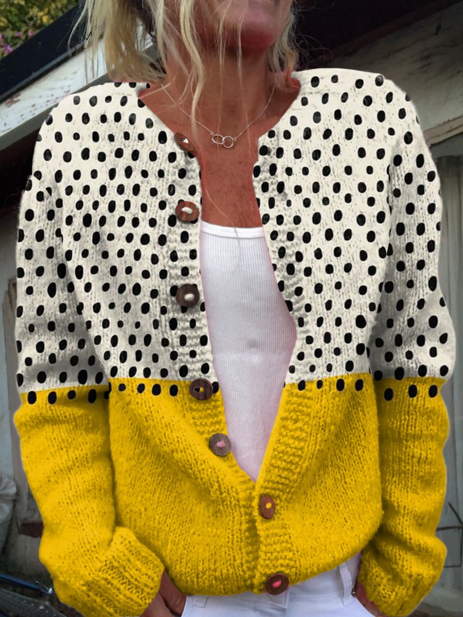 Harriet | Polka Dot Knit Button Cardigan