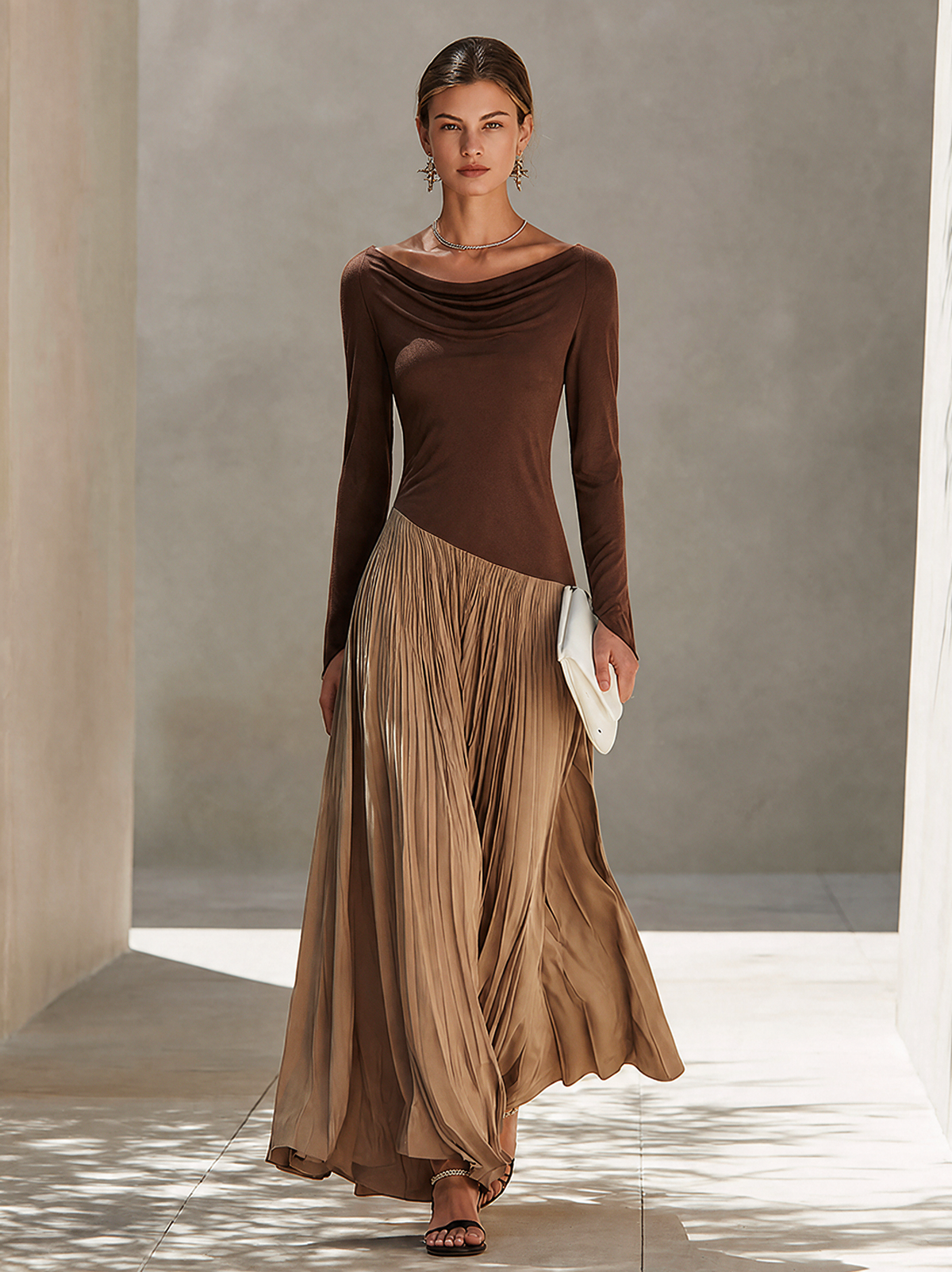 Serena | Draped Pleated Maxi Dress