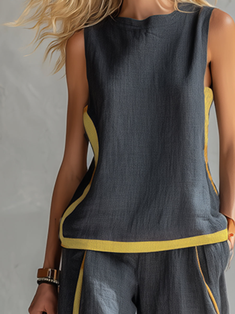 Leila – Two-tone Vest and Pants Set