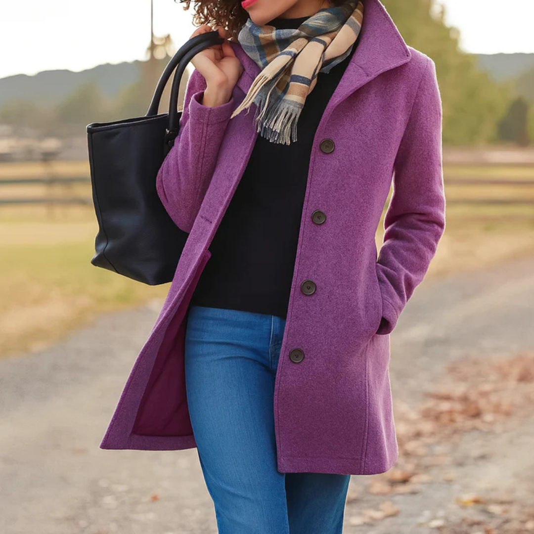 Aurora | Button-Front Coat & Scarf Set