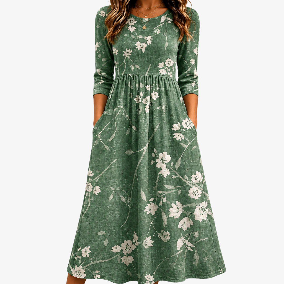 Elowen | Floral Print Pocket Midi Dress