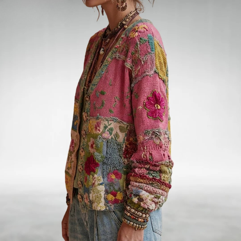 Milla | Bohemian Patchwork Button-Up Cardigan