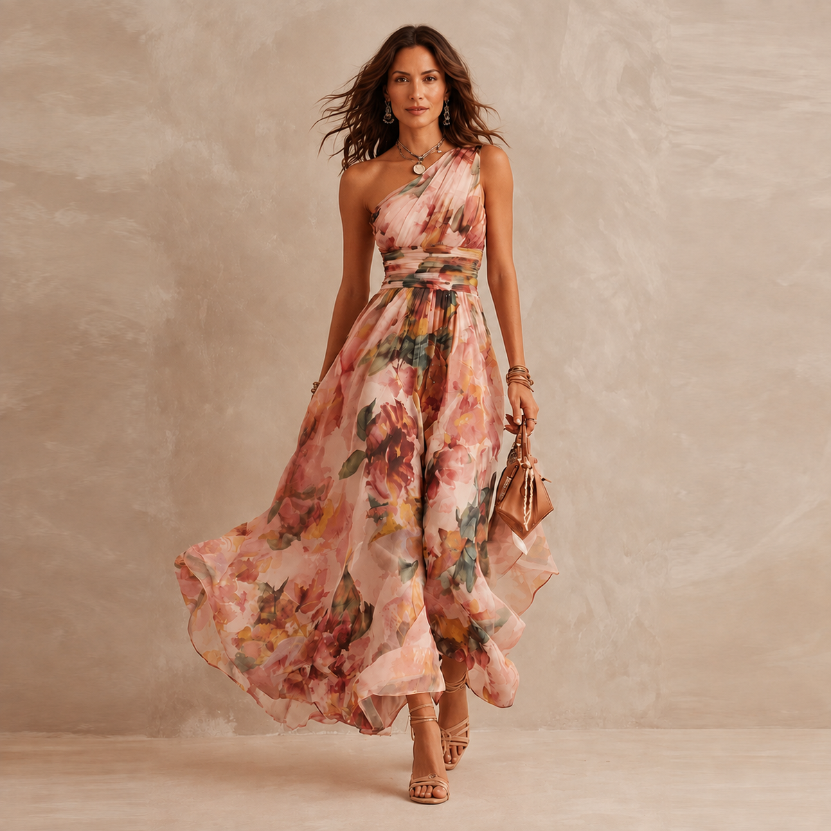 Annabelle | Romantic One-Shoulder Floral Maxi Dress