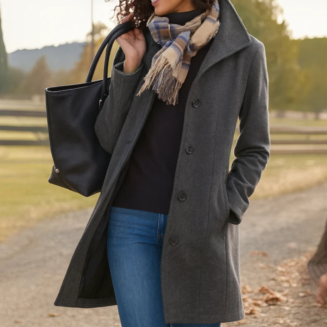Aurora | Button-Front Coat & Scarf Set