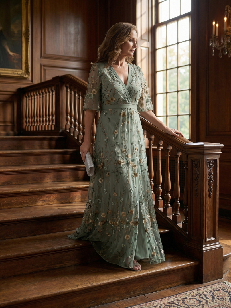 Selora | V-Neck Floral Wrap Maxi Dress