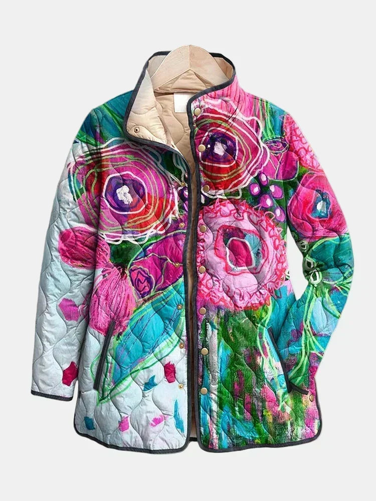 Felicity | Floral Watercolor Quilted Jacket
