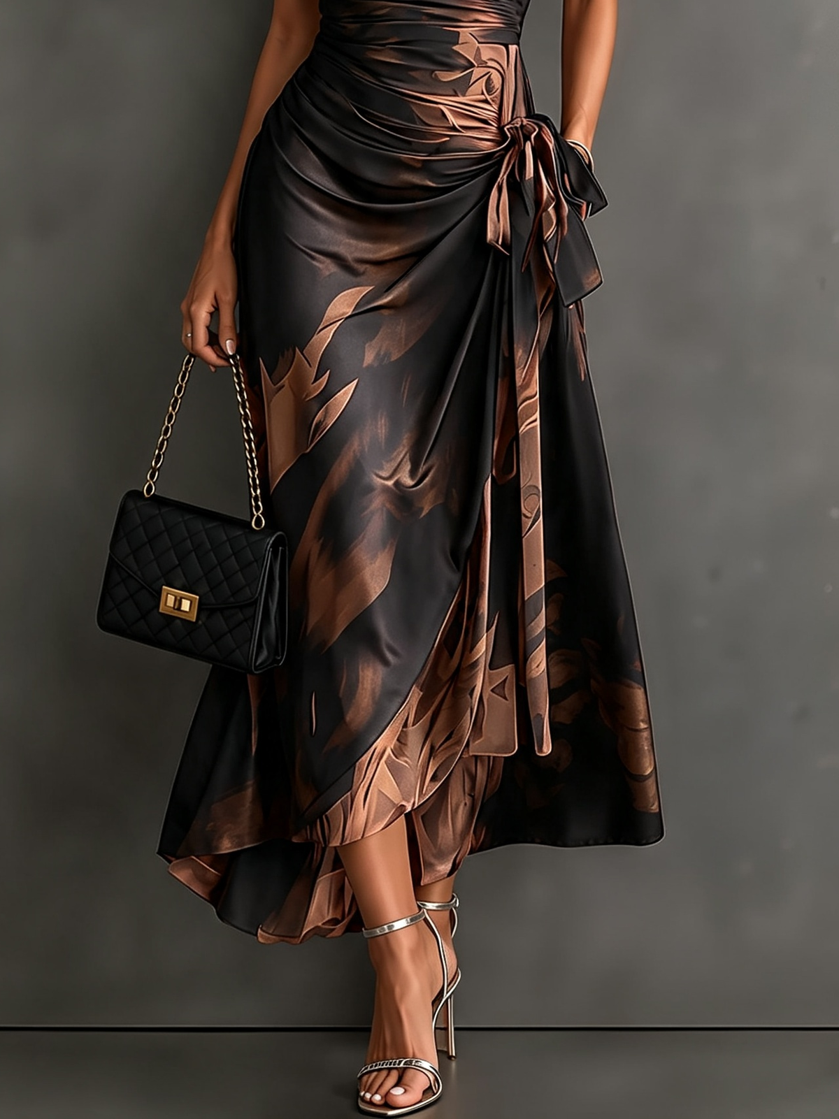 Sienna™ | Elegant Abstract Wrap Midi Dress