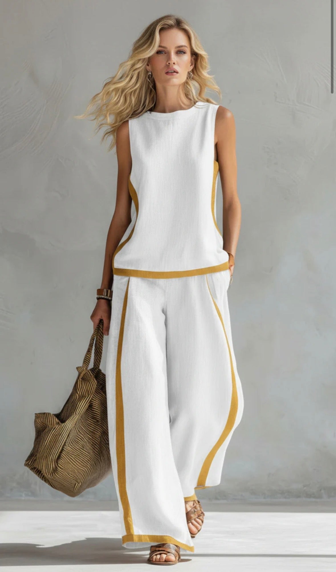 Leila – Two-tone Vest and Pants Set