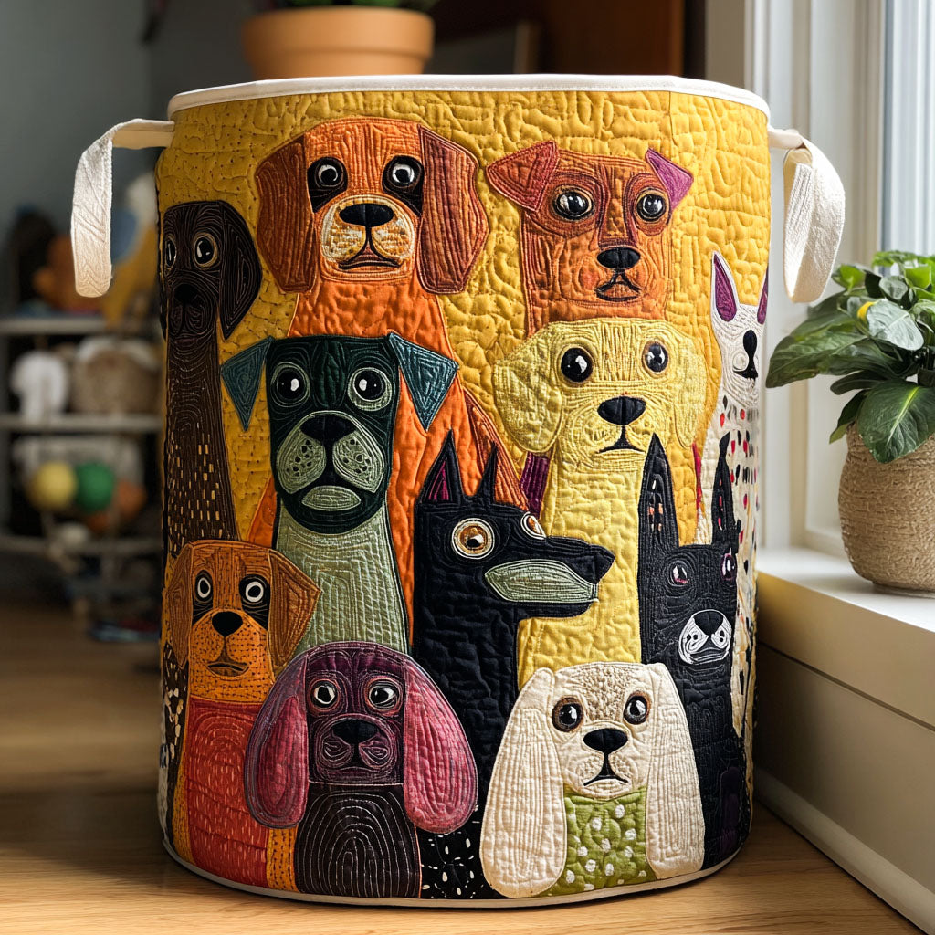 Milo | Playful Pups Quilted Laundry Basket