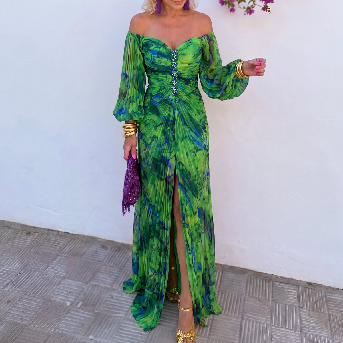 Mia | Off-Shoulder Ruched Floral Maxi Dress