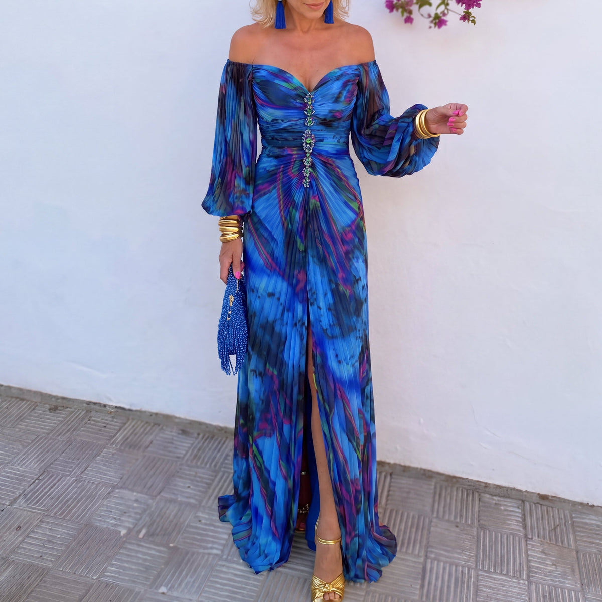 Mia | Off-Shoulder Ruched Floral Maxi Dress