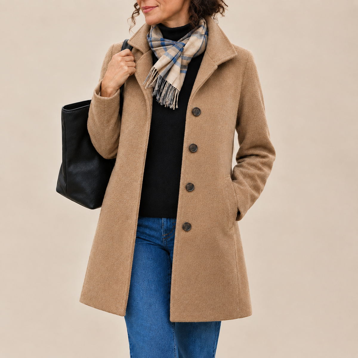 Aurora | Button-Front Coat & Scarf Set