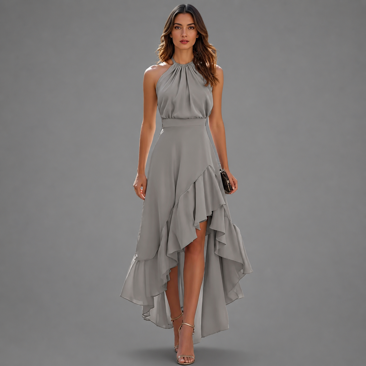 Marcella | Elegant Halter Ruffle Maxi Dress
