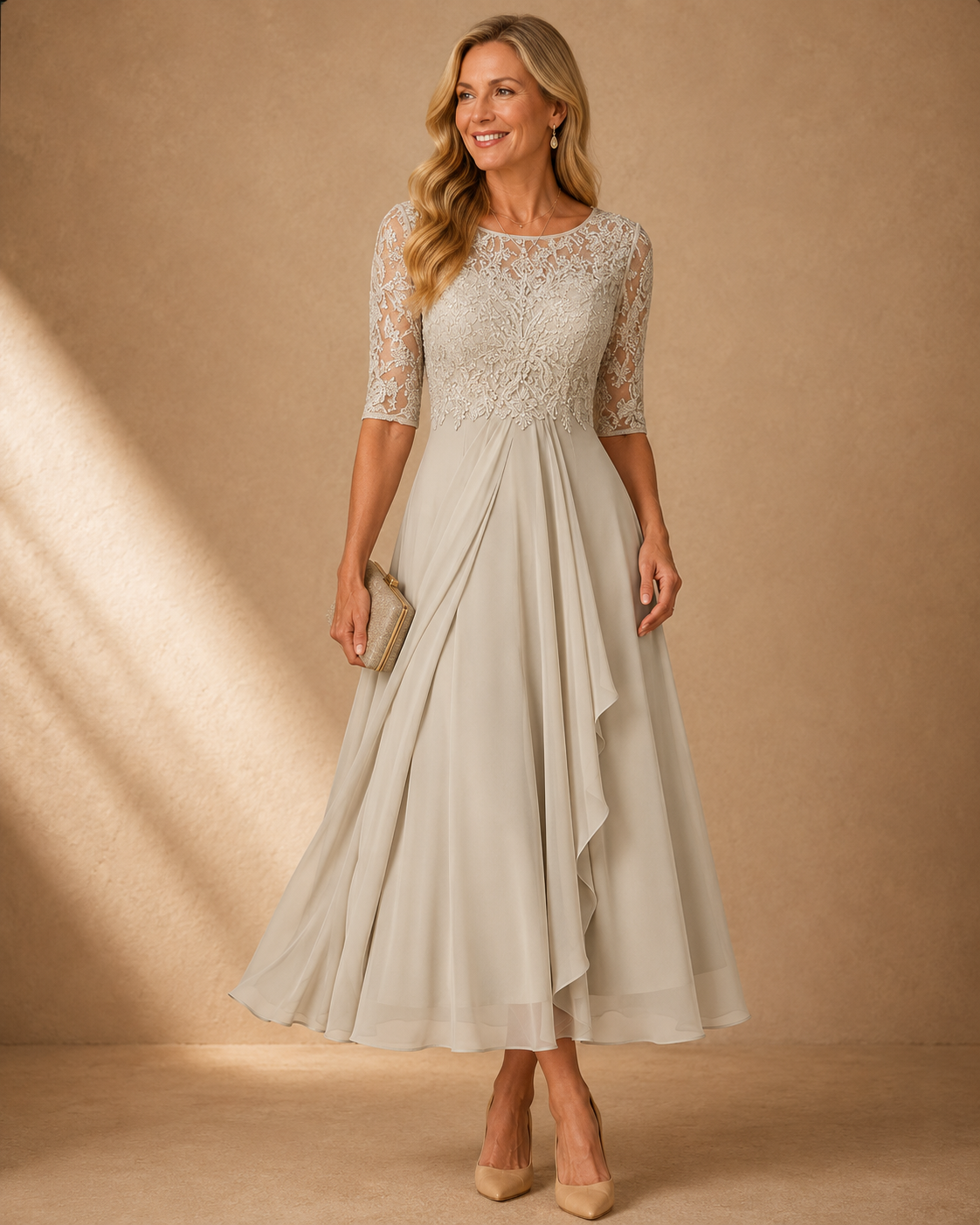 Rose | Timeless Lace Elegance Midi Dress