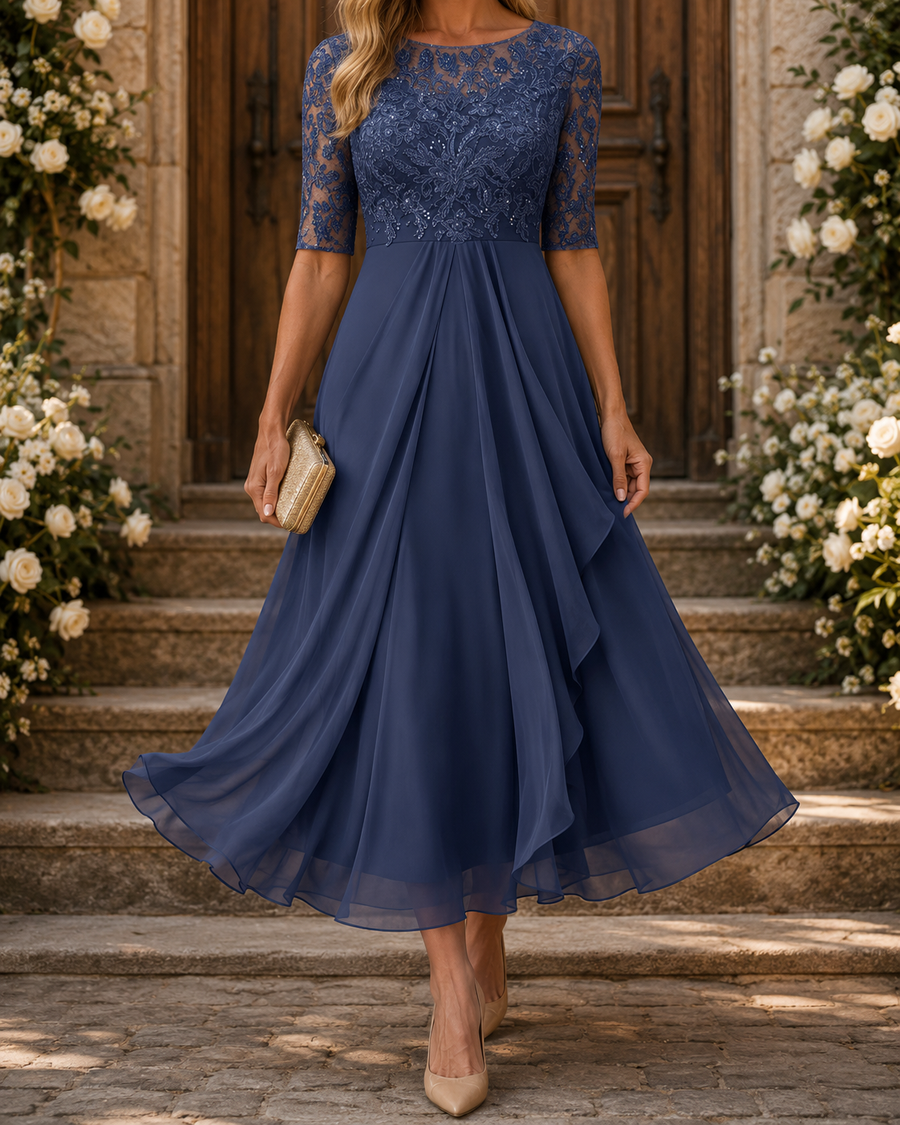 Rose | Timeless Lace Elegance Midi Dress