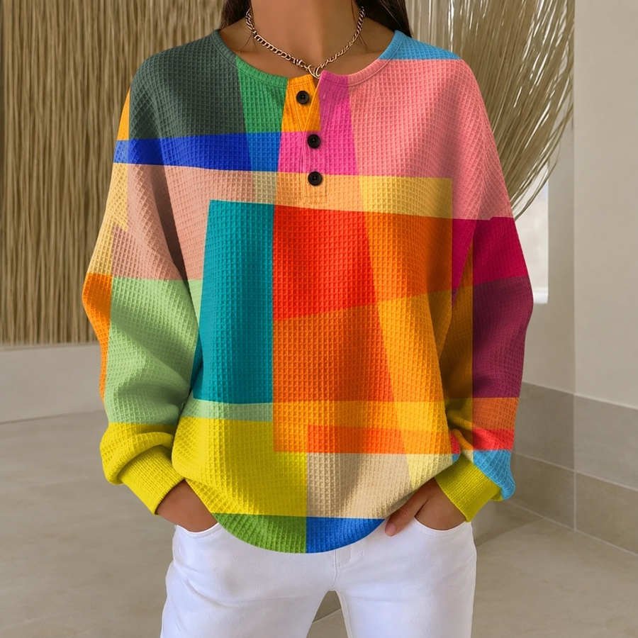 Crestine™ | Geometric Patchwork Knit Jumper