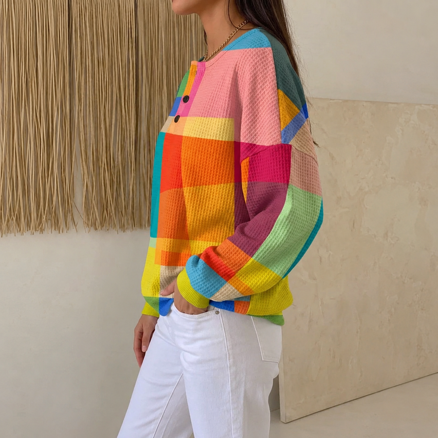 Crestine™ | Geometric Patchwork Knit Jumper