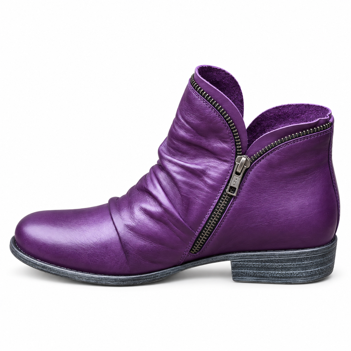 Harper | Ruched Zip-Up Ankle Boots