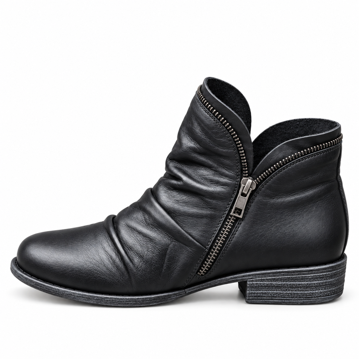 Harper | Ruched Zip-Up Ankle Boots