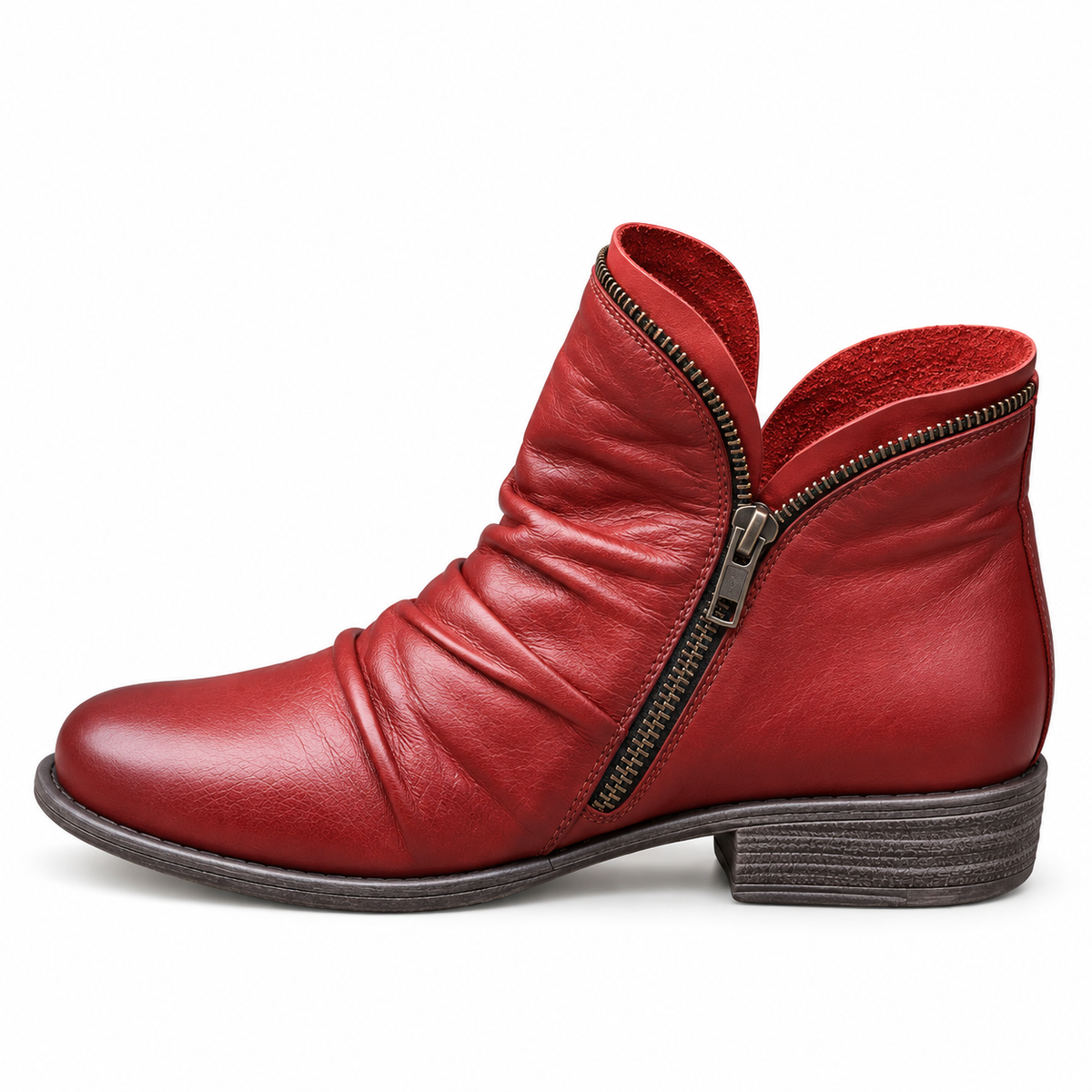 Harper | Ruched Zip-Up Ankle Boots