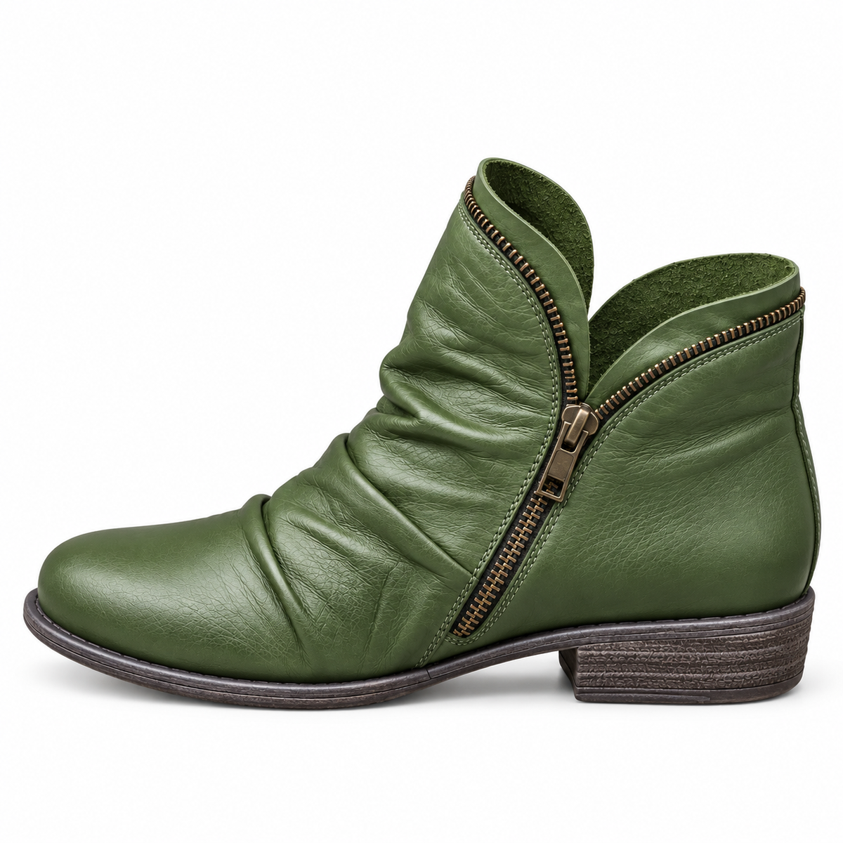 Harper | Ruched Zip-Up Ankle Boots