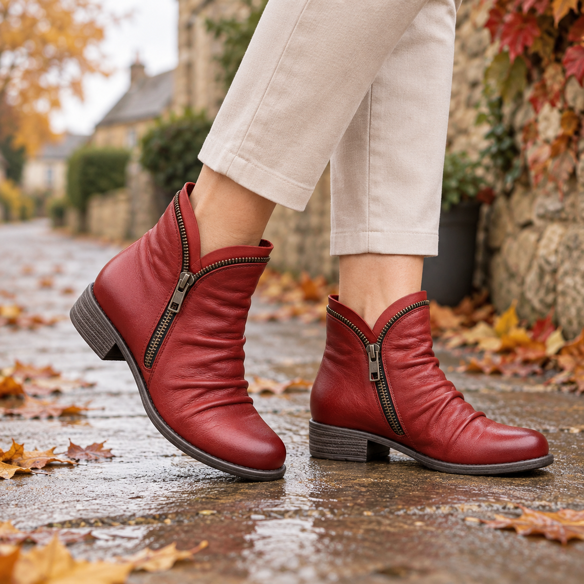 Harper | Ruched Zip-Up Ankle Boots