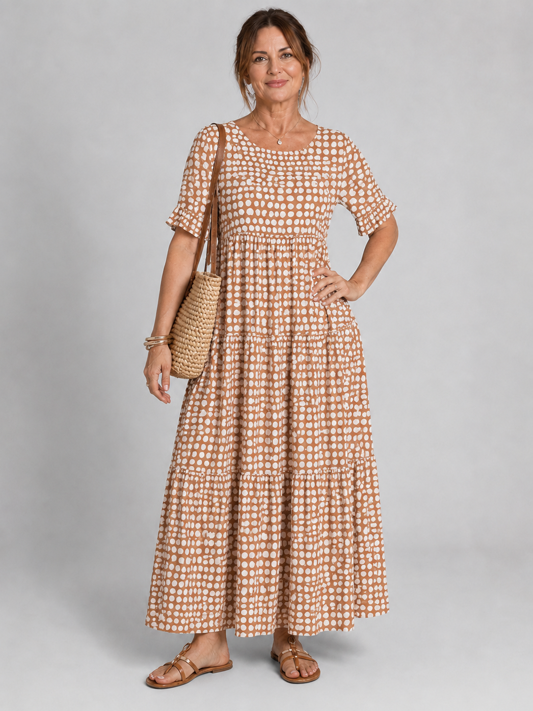 Harriet | Polka Dot Tiered Midi Dress