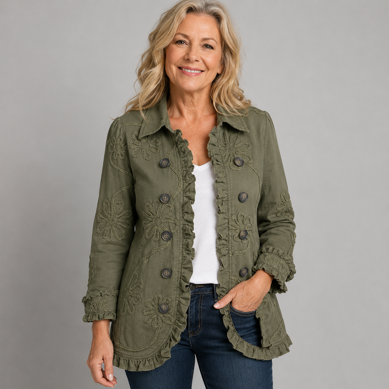 Clara | Embroidered Ruffle Jacket