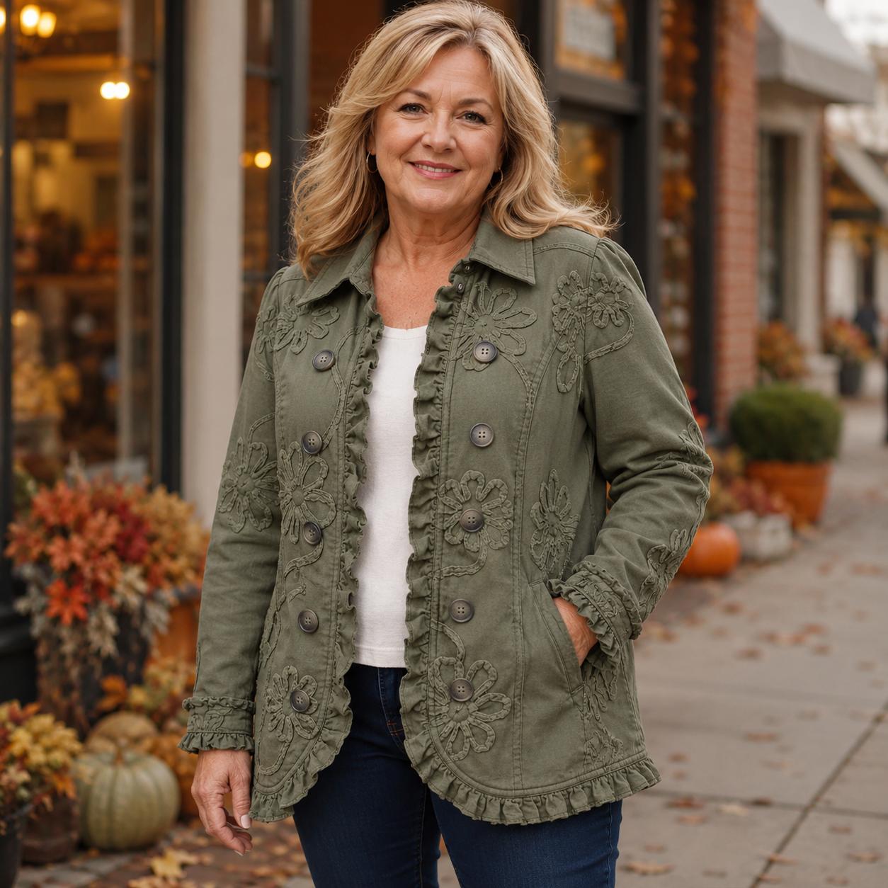 Clara | Embroidered Ruffle Jacket
