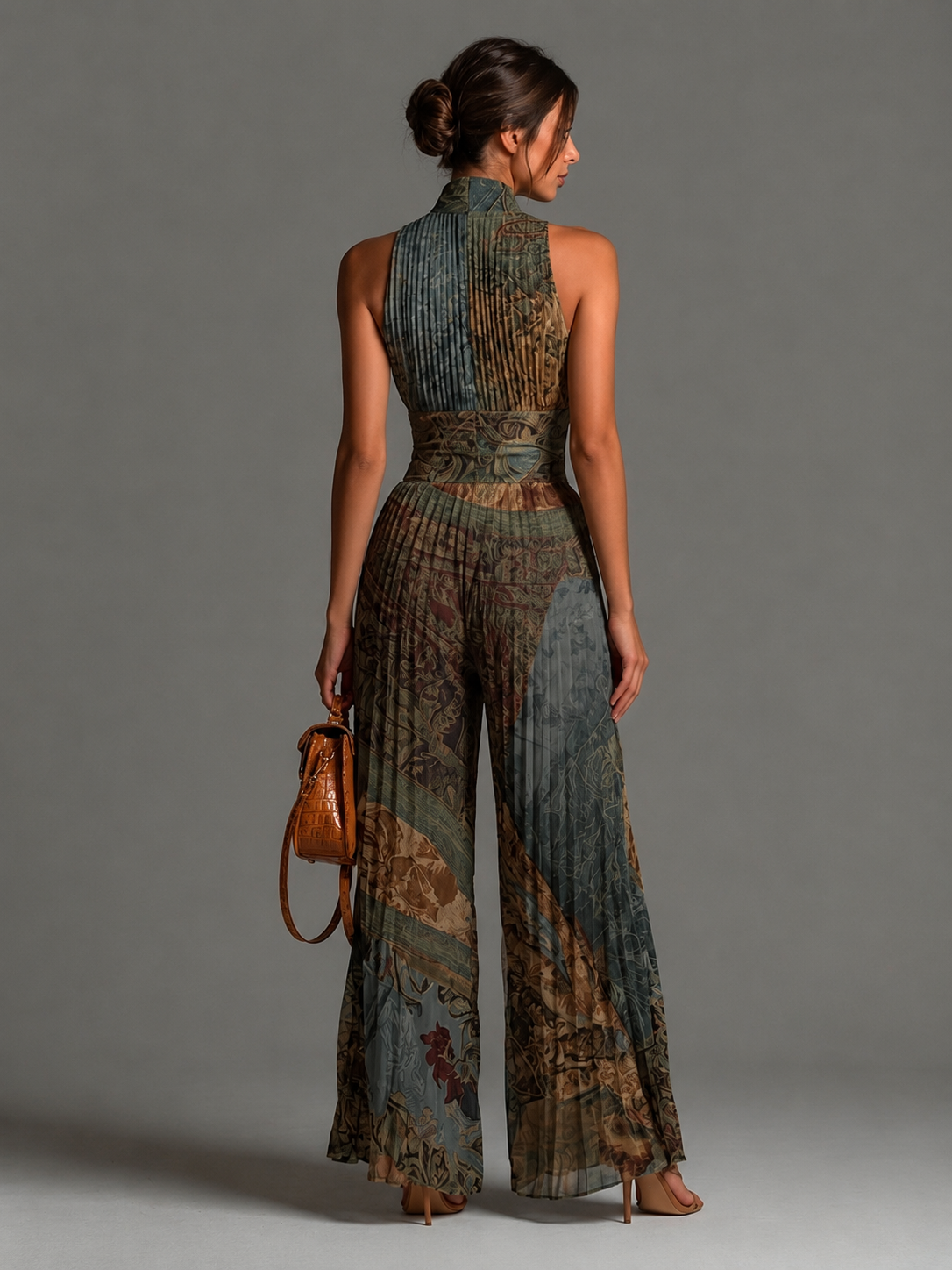 Laure | Pleated Wide-Leg Zip-Front Jumpsuit