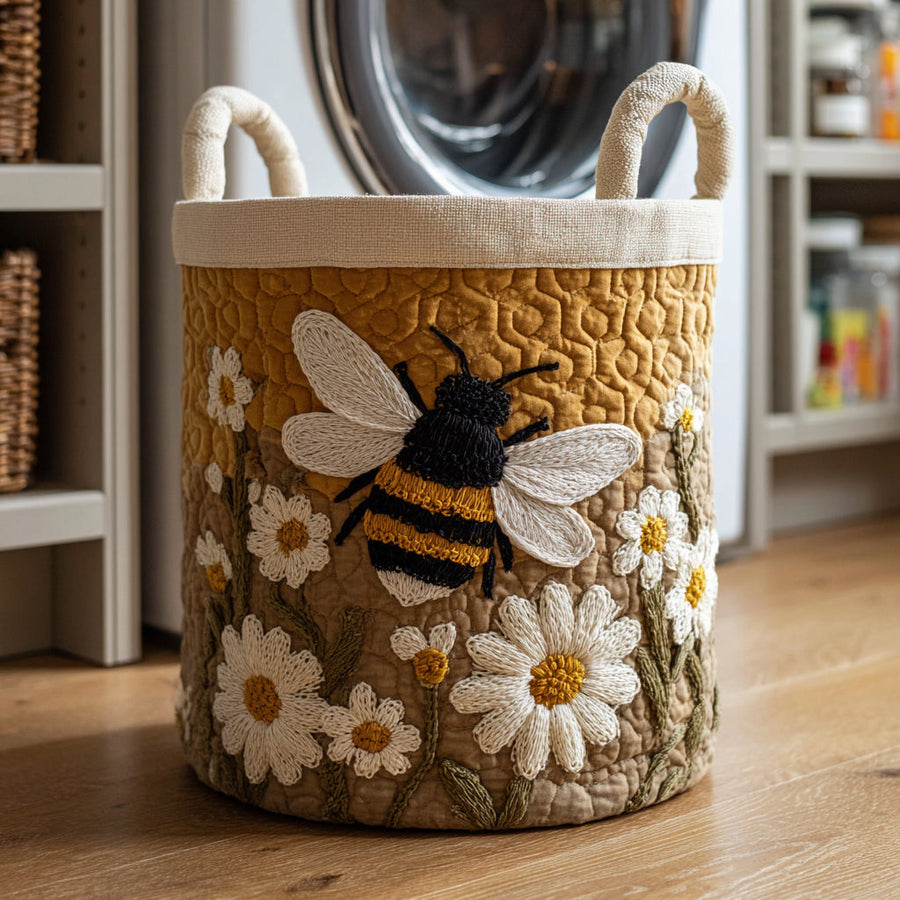 Honey | Daisy & Bee Embroidered Laundry Basket