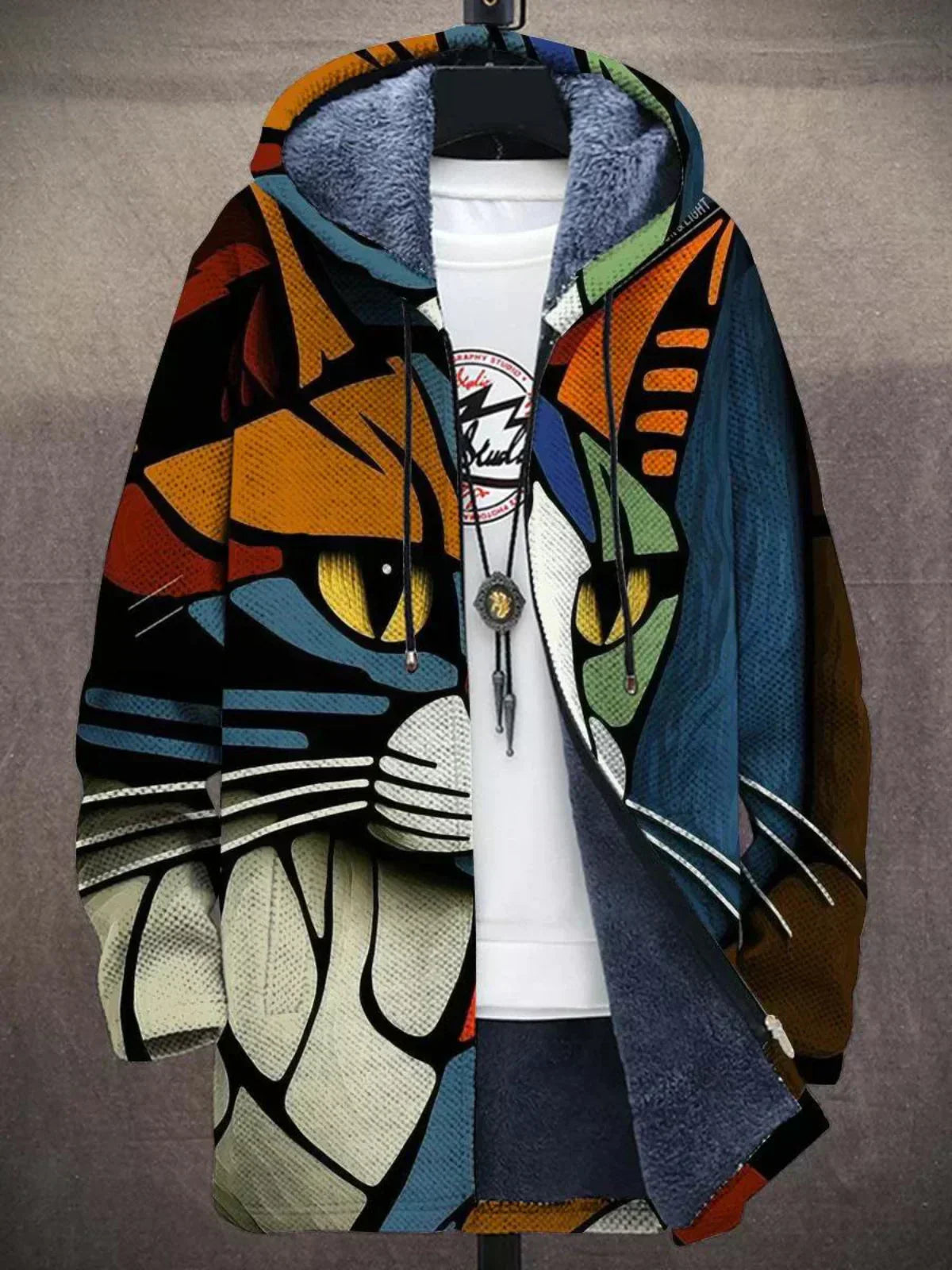 Cynthia | Artistic Geometric Hooded Cardigan